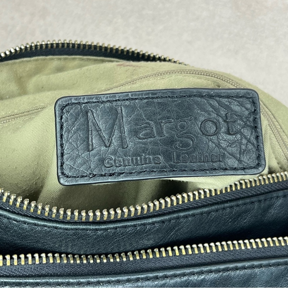 Vintage Margot Leather Convertible Crossbody/Shoulder Bag Purse Black 2 Pockets - Picture 9 of 12